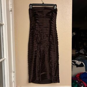 Nicole Miller Collection Brown Silk Strapless Dress